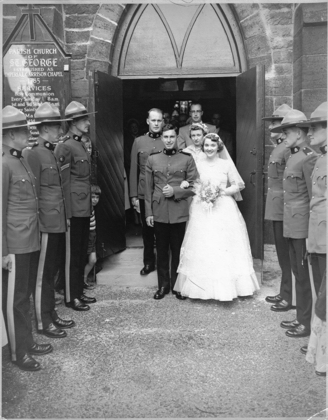 Jessie and Stan Gatchell on their wedding day at St. George's, 1954